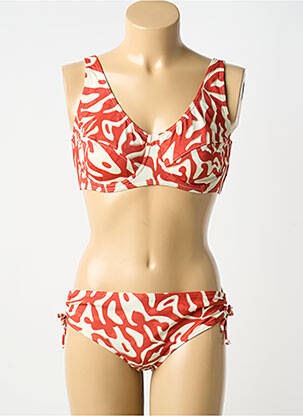 Maillot de bain 2 pièces stretch haut soutien-gorge balconnet orange LAGON BLEU femme