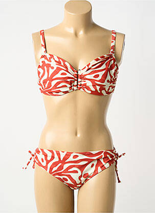 Maillot de bain 2 pièces stretch haut soutien-gorge balconnet orange LAGON BLEU femme