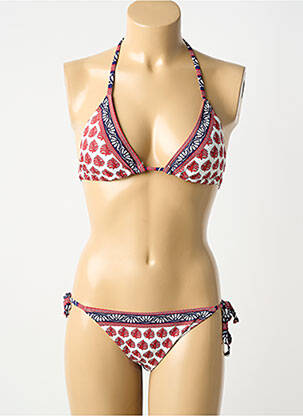 Maillot de bain 2 pièces stretch haut soutien-gorge avec mousse de rembourrage amovible rouge LAGON BLEU femme