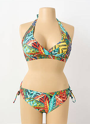 Maillot de bain 2 pièces stretch haut soutien-gorge avec mousse de rembourrage amovible vert LAGON BLEU femme