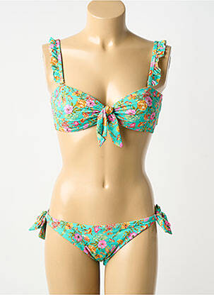 Maillot de bain 2 pièces stretch haut soutien-gorge avec mousse de rembourrage amovible vert SWEET SECRET femme