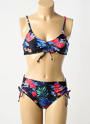 Maillot de bain 2 pièces stretch haut soutien-gorge avec mousse de rembourrage amovible noir HIBIKINI femme