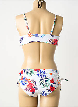Maillot de bain 2 pièces stretch haut soutien-gorge avec mousse de rembourrage amovible blanc HIBIKINI femme