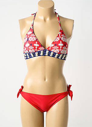 Maillot de bain 2 pièces stretch haut soutien-gorge avec mousse de rembourrage amovible rouge VERY ZEN femme