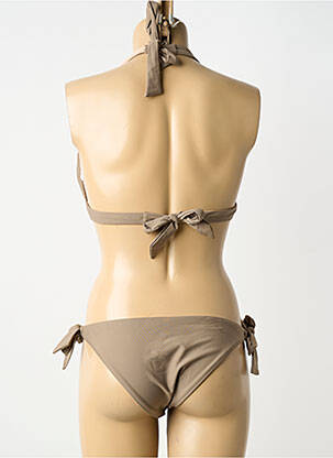 Maillot de bain 2 pièces stretch haut soutien-gorge avec mousse de rembourrage amovible marron HIBIKINI femme
