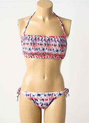 Maillot de bain 2 pièces stretch haut soutien-gorge avec mousse de rembourrage amovible rose POWER FLOWER femme