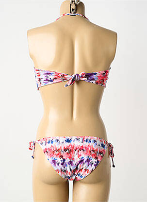 Maillot de bain 2 pièces stretch haut soutien-gorge avec mousse de rembourrage amovible rose POWER FLOWER femme