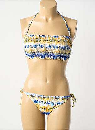 Maillot de bain 2 pièces stretch haut soutien-gorge avec mousse de rembourrage amovible jaune POWER FLOWER femme