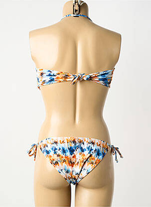 Maillot de bain 2 pièces stretch haut soutien-gorge avec mousse de rembourrage amovible orange POWER FLOWER femme