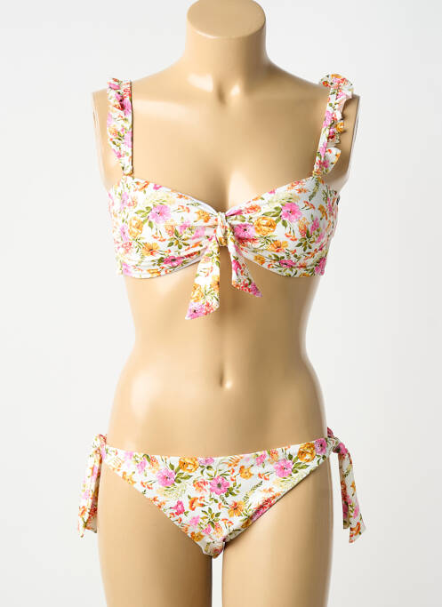 Maillot de bain 2 pièces stretch haut soutien-gorge avec mousse de rembourrage amovible beige SWEET SECRET femme