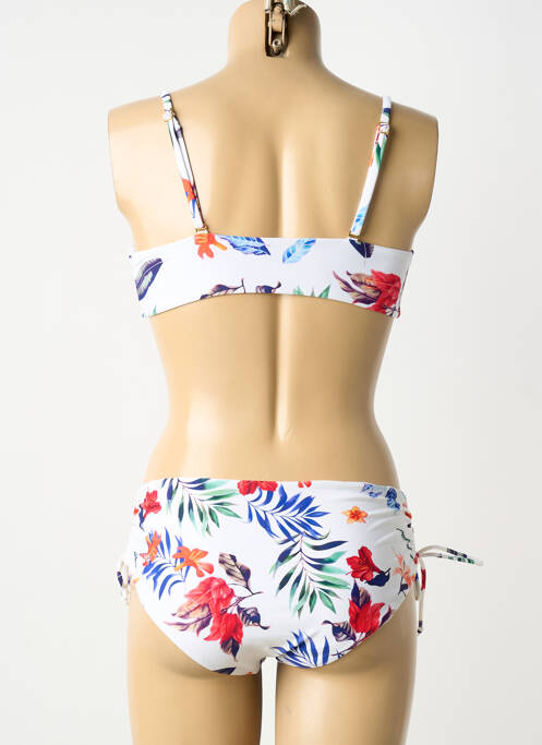 Maillot de bain 2 pièces stretch haut soutien-gorge avec mousse de rembourrage amovible blanc HIBIKINI femme