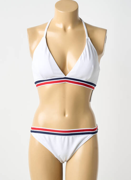 Maillot de bain 2 pièces stretch haut soutien-gorge avec mousse de rembourrage amovible blanc LAGON BLEU femme