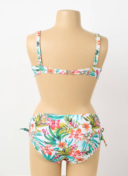 Maillot de bain 2 pièces stretch haut soutien-gorge balconnet blanc LAGON BLEU femme