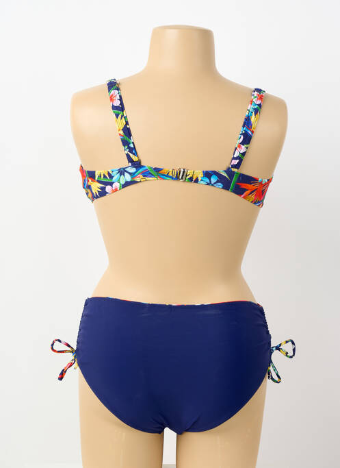 Maillot de bain 2 pièces stretch haut soutien-gorge avec mousse de rembourrage amovible bleu KATIA femme