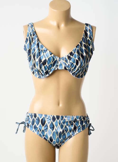 Maillot de bain 2 pièces stretch haut soutien-gorge balconnet bleu LAGON BLEU femme