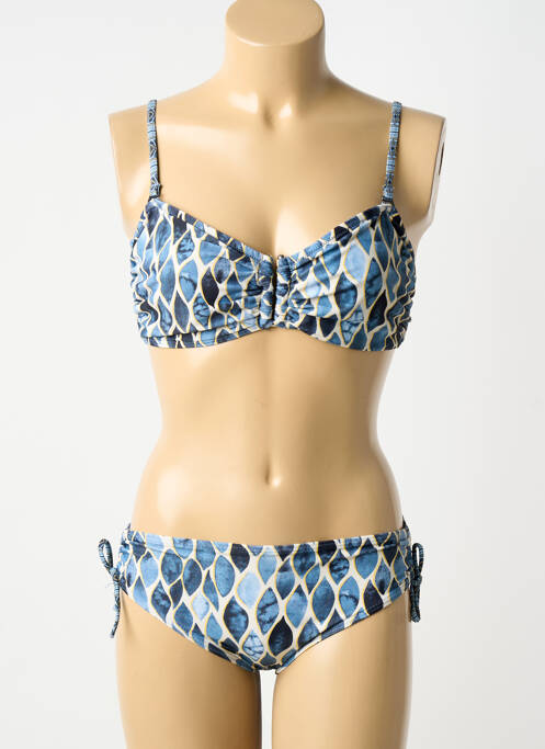 Maillot de bain 2 pièces stretch haut soutien-gorge balconnet bleu LAGON BLEU femme