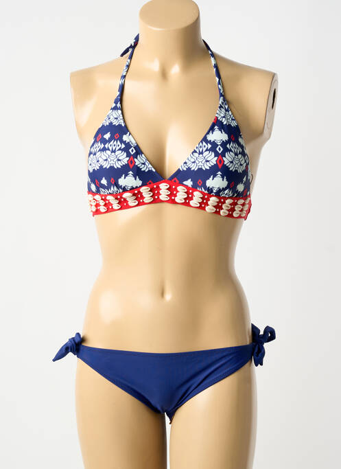 Maillot de bain 2 pièces stretch haut soutien-gorge avec mousse de rembourrage amovible bleu VERY ZEN femme