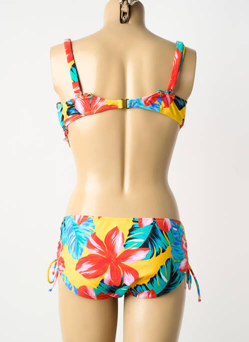 Maillot de bain 2 pièces stretch haut soutien-gorge moulé jaune FEI femme