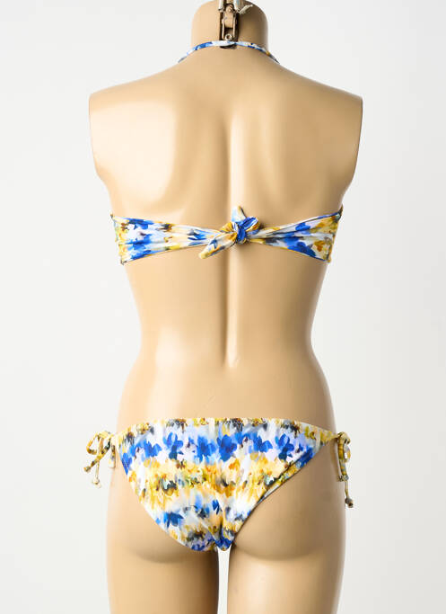 Maillot de bain 2 pièces stretch haut soutien-gorge avec mousse de rembourrage amovible jaune POWER FLOWER femme