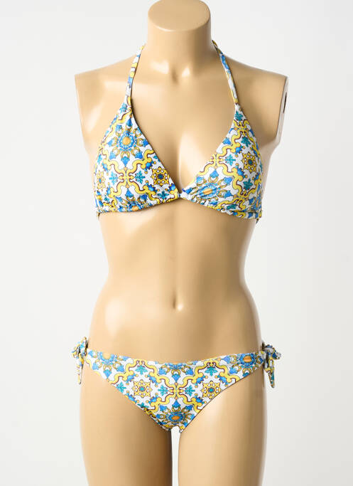 Maillot de bain 2 pièces stretch haut soutien-gorge avec mousse de rembourrage amovible jaune VIOLETTA femme