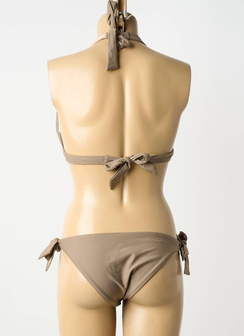 Maillot de bain 2 pièces stretch haut soutien-gorge avec mousse de rembourrage amovible marron HIBIKINI femme