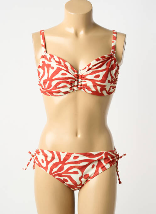 Maillot de bain 2 pièces stretch haut soutien-gorge balconnet orange LAGON BLEU femme