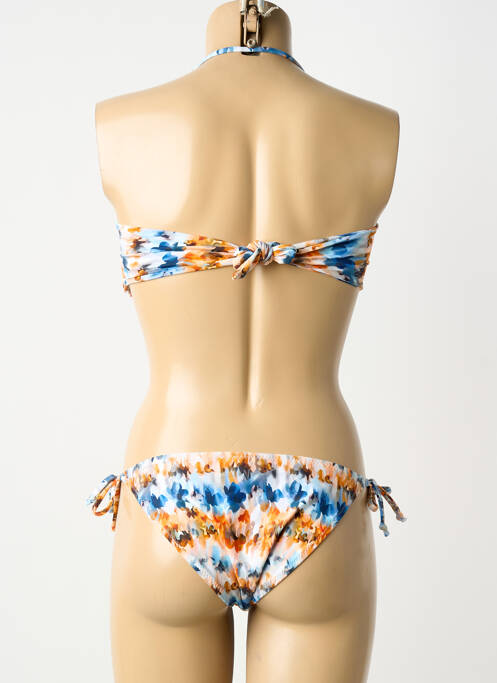 Maillot de bain 2 pièces stretch haut soutien-gorge avec mousse de rembourrage amovible orange POWER FLOWER femme