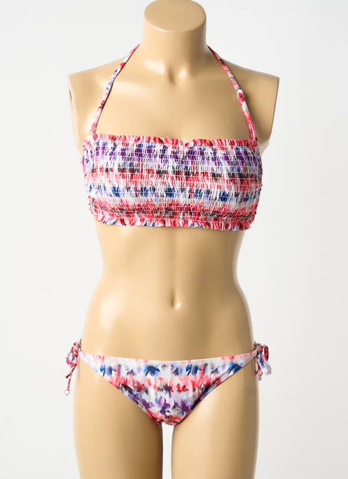 Maillot de bain 2 pièces stretch haut soutien-gorge avec mousse de rembourrage amovible rose POWER FLOWER femme