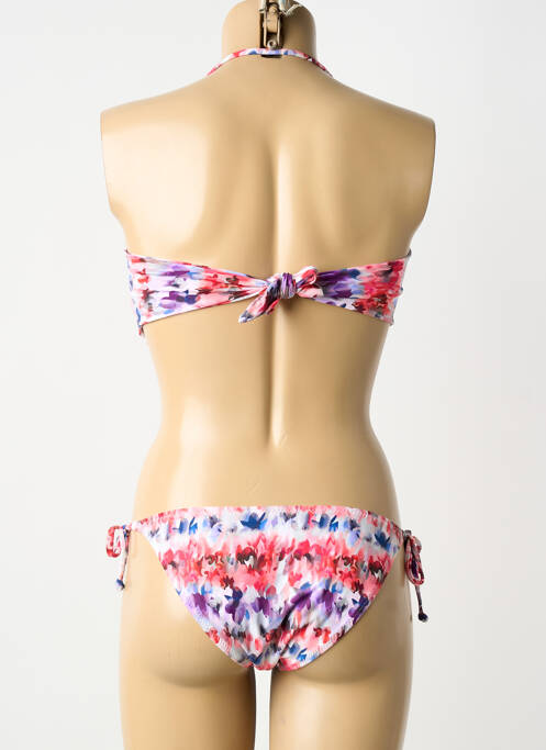 Maillot de bain 2 pièces stretch haut soutien-gorge avec mousse de rembourrage amovible rose POWER FLOWER femme