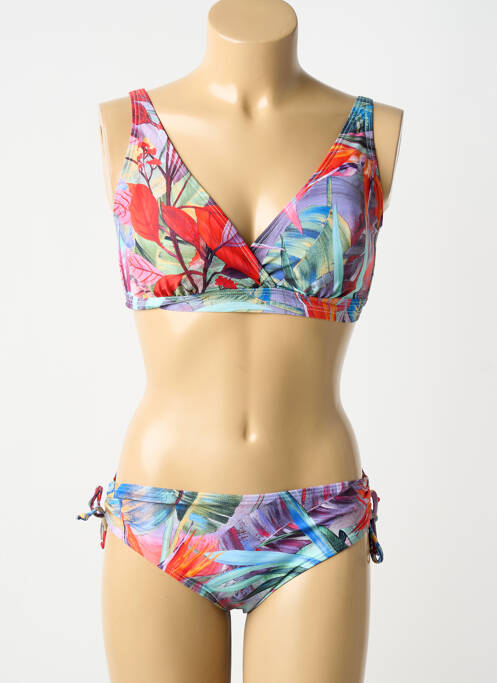 Maillot de bain 2 pièces stretch haut soutien-gorge avec mousse de rembourrage amovible rouge LAGON BLEU femme