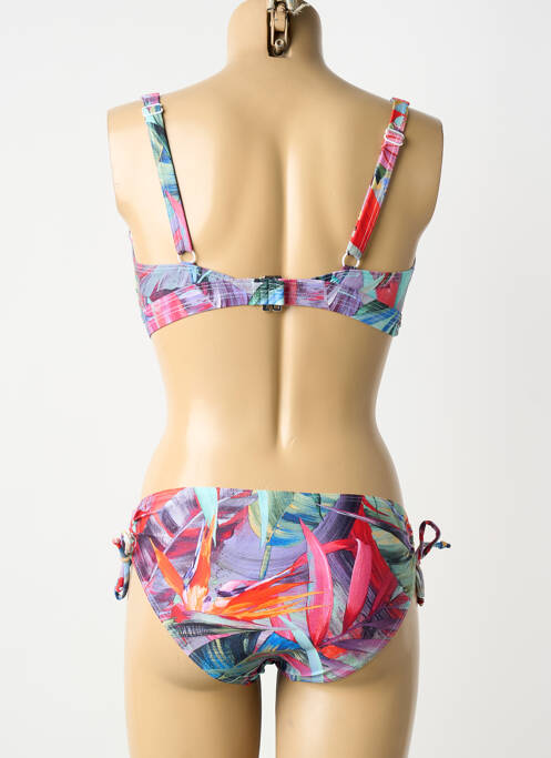 Maillot de bain 2 pièces stretch haut soutien-gorge avec mousse de rembourrage amovible rouge LAGON BLEU femme