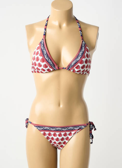 Maillot de bain 2 pièces stretch haut soutien-gorge avec mousse de rembourrage amovible rouge LAGON BLEU femme