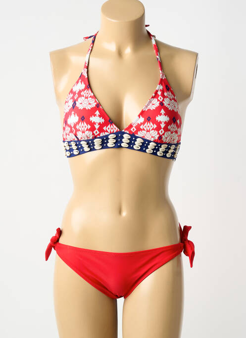 Maillot de bain 2 pièces stretch haut soutien-gorge avec mousse de rembourrage amovible rouge VERY ZEN femme