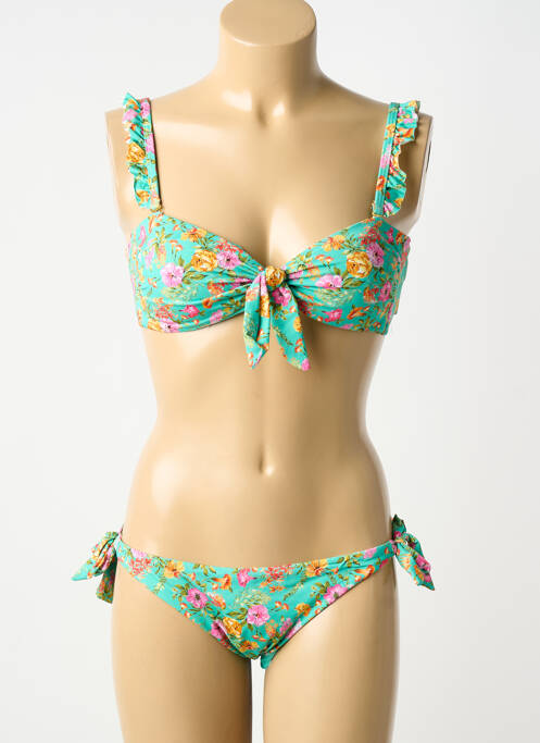 Maillot de bain 2 pièces stretch haut soutien-gorge avec mousse de rembourrage amovible vert SWEET SECRET femme