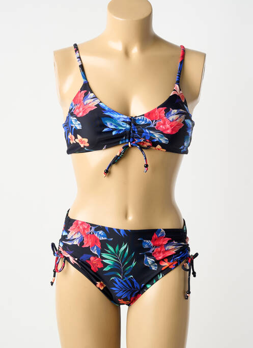 Maillot de bain 2 pièces stretch haut soutien-gorge avec mousse de rembourrage amovible noir HIBIKINI femme
