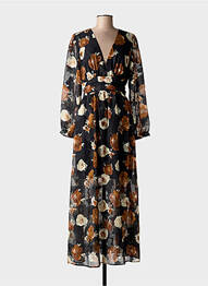 Robe longue manches longues manches longues noir BY ONE femme
