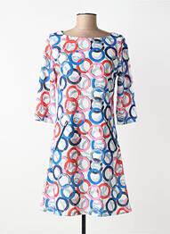 Robe mi-longue imprimé fantaisie manches courtes bleu VEGAS femme