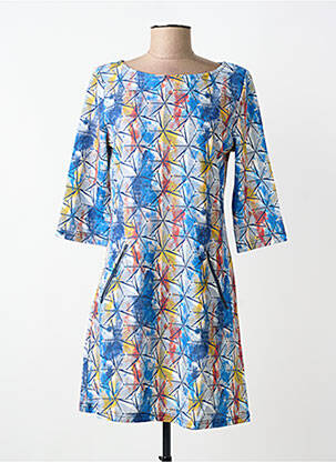 Robe mi-longue manches longues manches longues bleu VEGAS femme