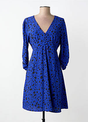 Robe mi-longue manches longues manches longues bleu INSPIRATION STUDIO femme