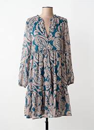 Robe mi-longue coupe fluide manches longues vert LILIE ROSE femme