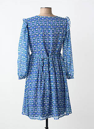 Robe mi-longue coupe fluide manches longues bleu MAJOLICA femme