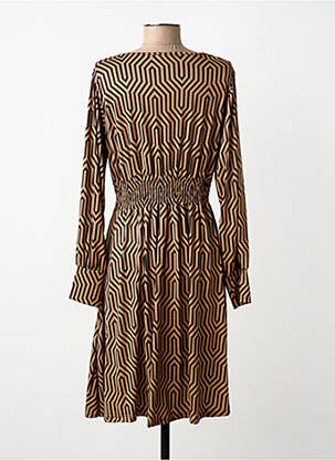Robe mi-longue coupe fluide manches longues marron A BELLE femme