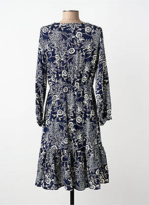 Robe mi-longue coupe fluide manches longues bleu INSPIRATION STUDIO femme