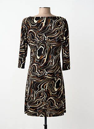 Robe mi-longue imprimé fantaisie manches longues noir VEGAS femme