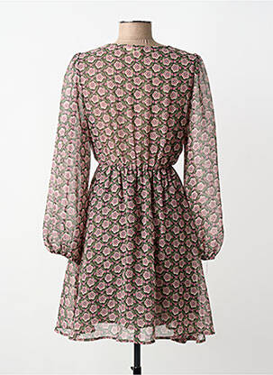 Robe mi-longue coupe fluide manches longues vert CERISE BLUE femme
