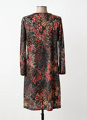 Robe mi-longue imprimé fleurs manches longues noir RENATTO BENE femme