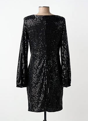 Robe mi-longue manches longues manches longues noir LILIE ROSE femme