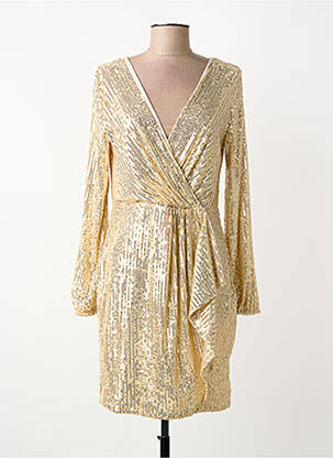 Robe mi-longue manches longues manches longues or LILIE ROSE femme