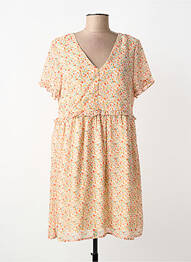 Robe mi-longue coupe fluide manches courtes orange INSPIRATION STUDIO femme