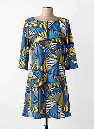 Robe mi-longue manches longues manches longues bleu VEGAS femme